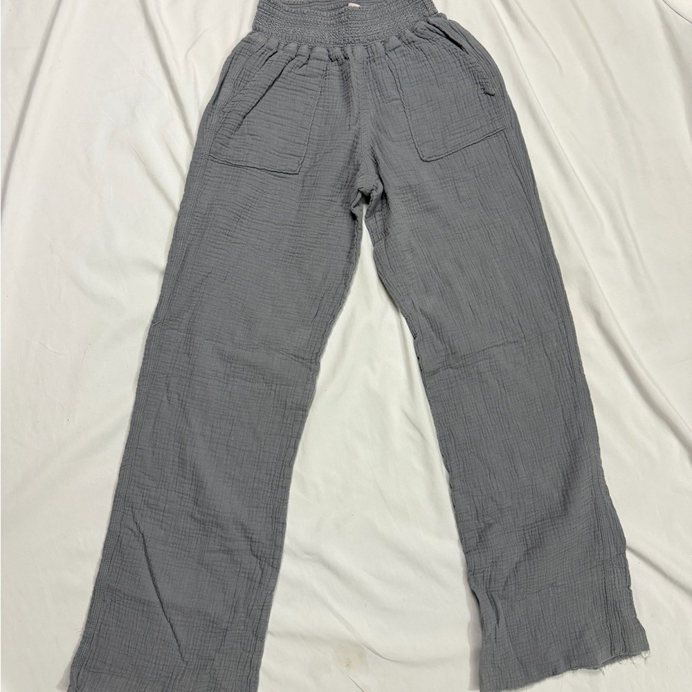 Sincerely Jules Gray Textured Straight-Leg Pants - Picture 1 of 4